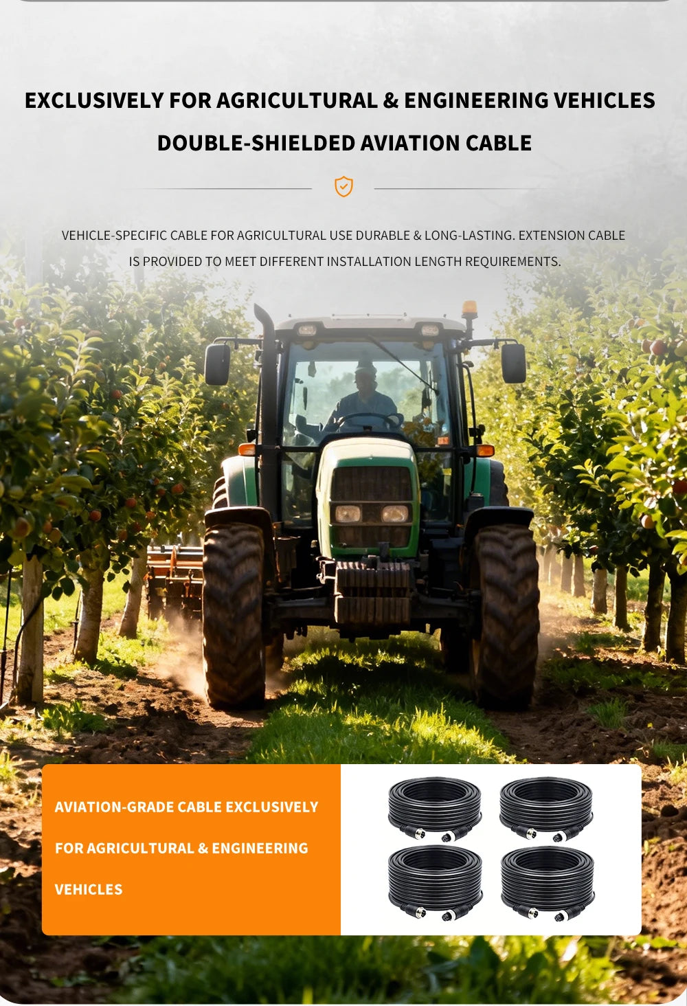 C13 Agricultural Tractor AHD AI BSD Camera 10INCH Screen 720P Waterproof Monitor Blind Spot Detection Pedestrian Alert Safety